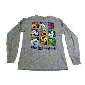 Walt Disney World Mens Medium 2020 Long Sleeve Disneyland Gray Graphic T Shirt